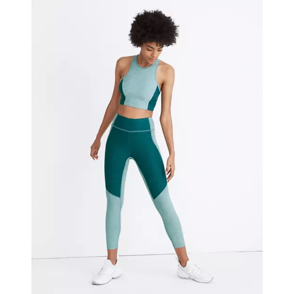 Outdoor Voices Madewell Womens 3/4 Compression Leggings Cropped Top Green XS